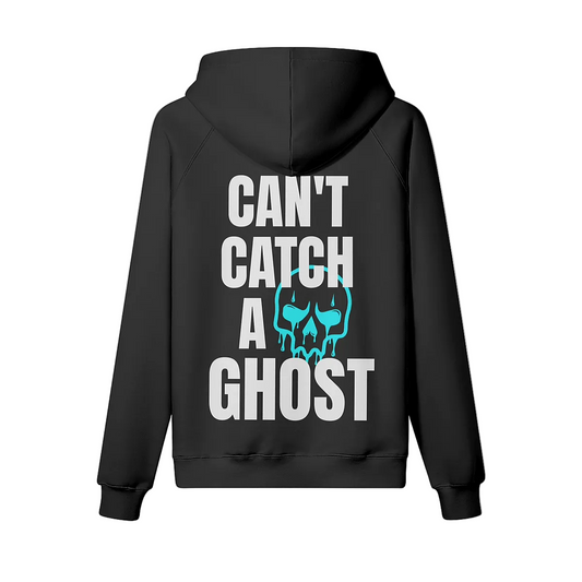 CAN'T CATCH A GHOST EMBROIDERED OVERSIZED HOODIE - BLUE